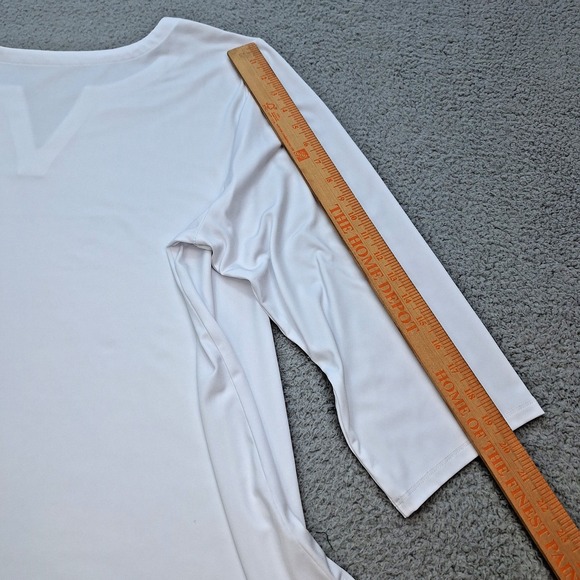 Susan Graver Top Womens 3X White Modern Essentials Liquid Knit V-Neck Tunic - Picture 6 of 9